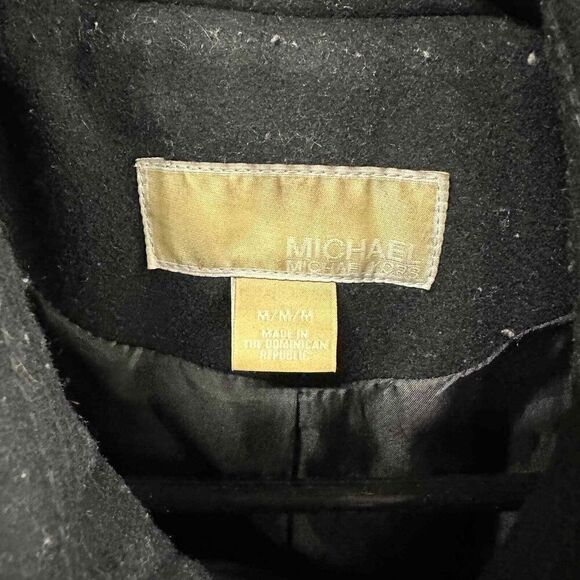 Michael Kors Pea Coat Womens Medium Black Wool Long - Picture 3 of 9